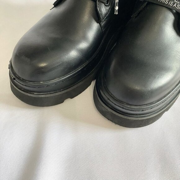 ASH SIBERIA BLACK LEATHER SHEARLING LACE UP WINTER BOOTS - 37 (6) - Picture 6 of 8